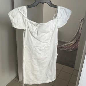 White mini off the shoulder dress
